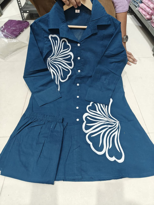 Blue Cotton Classic Kurta Set Casual Wear