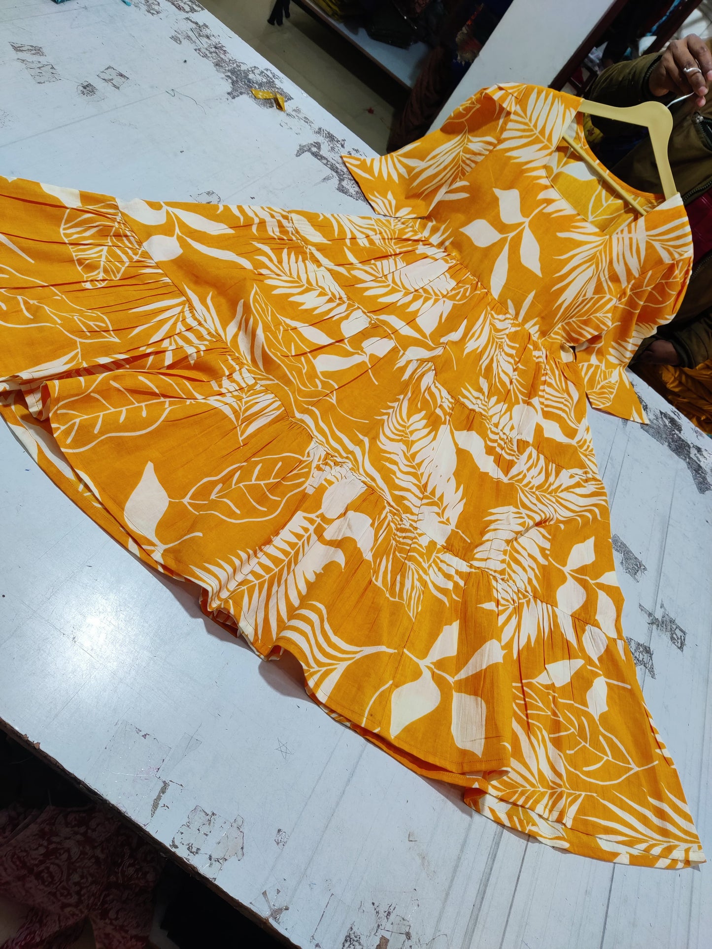 Yellow Puff Sleeves Midi Set