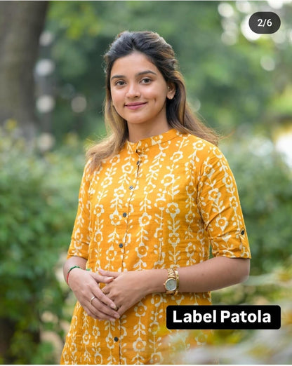 Superhit Design: New 2-Piece Kurti & Pant Set - Ochre Yellow