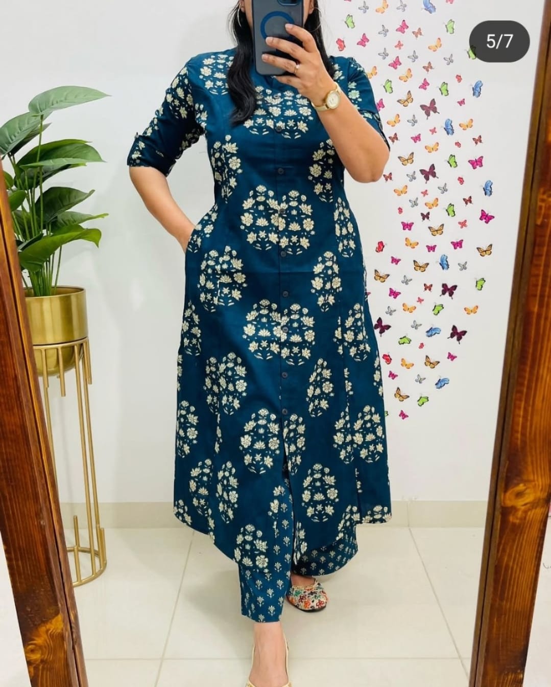 Blue Premium Cotton Co-Ord Kurta Plazo Set For Women