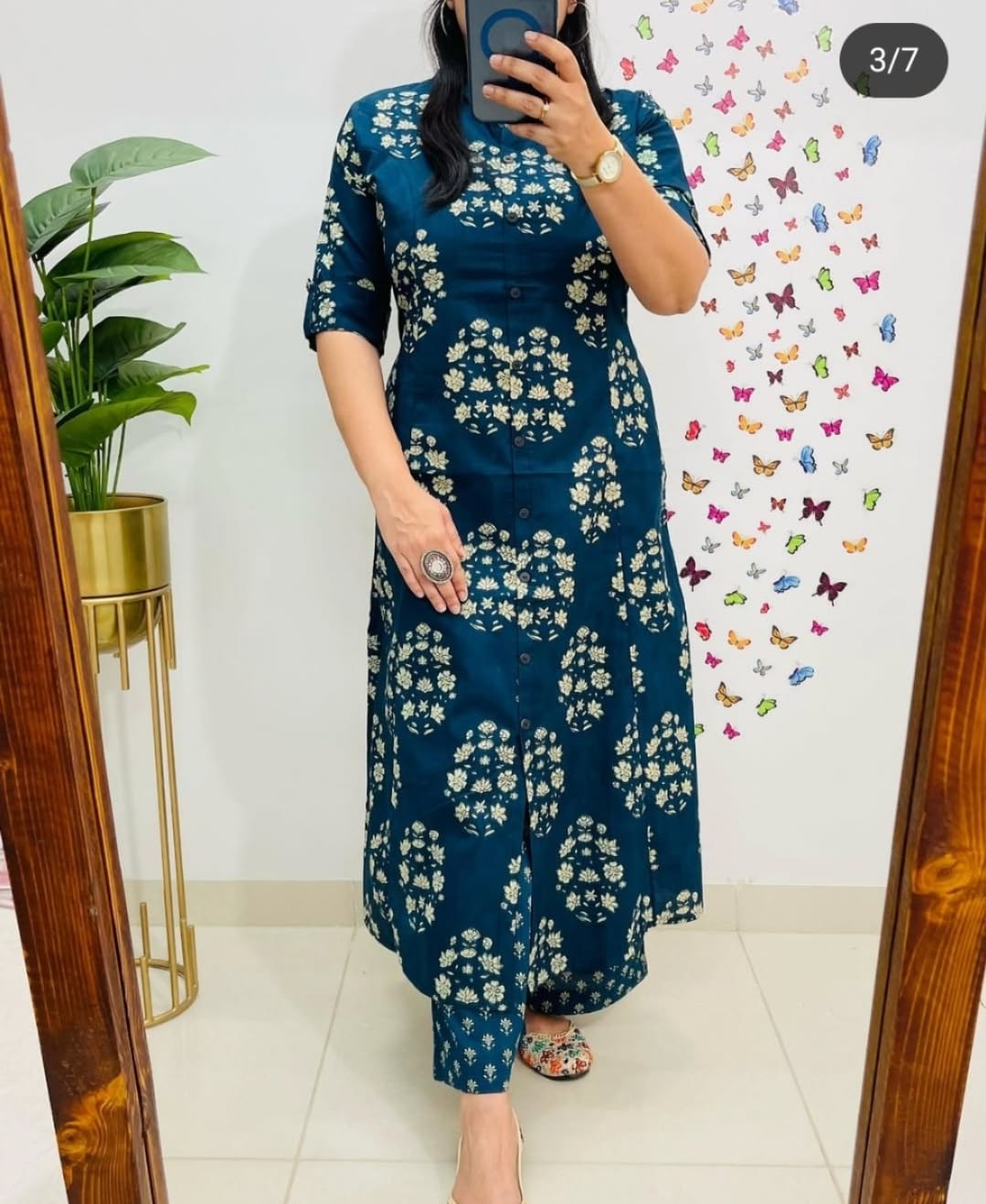 Blue Premium Cotton Co-Ord Kurta Plazo Set For Women