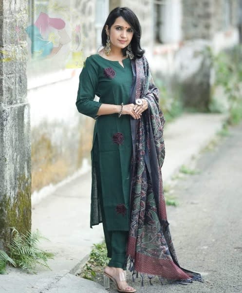 Green Khadi Classic Kurta Set Ethnic Wear