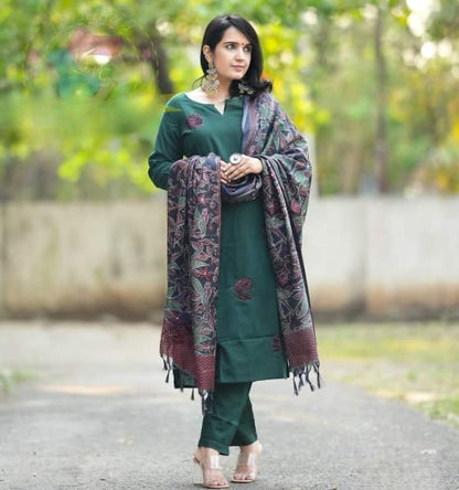 Green Khadi Classic Kurta Set Ethnic Wear