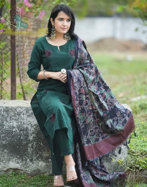 Bottle Green Khadi set