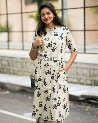 Cream Blossom Cotton Coord Set