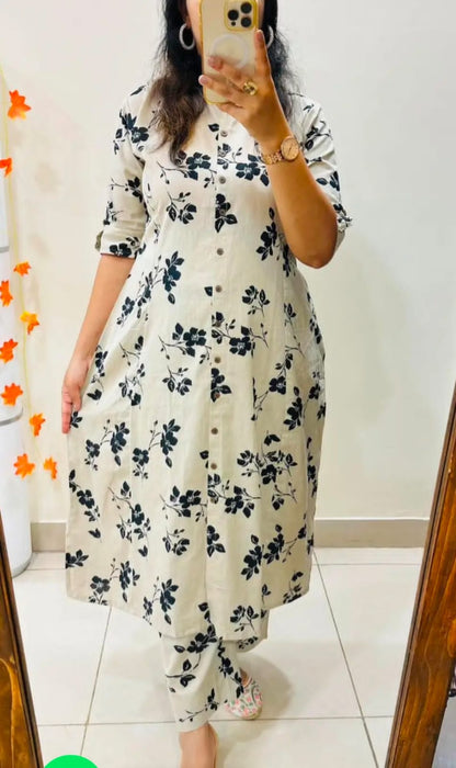 Cream Blossom Cotton Coord Set