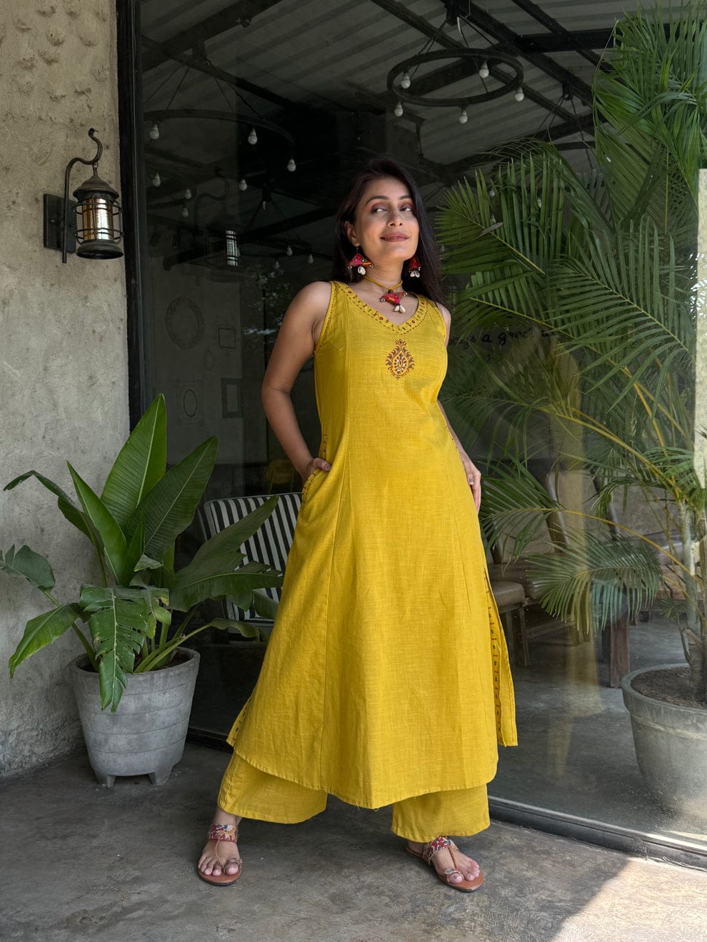 Yellow Co-Ord Set Kurta With Exquisite Embroidery