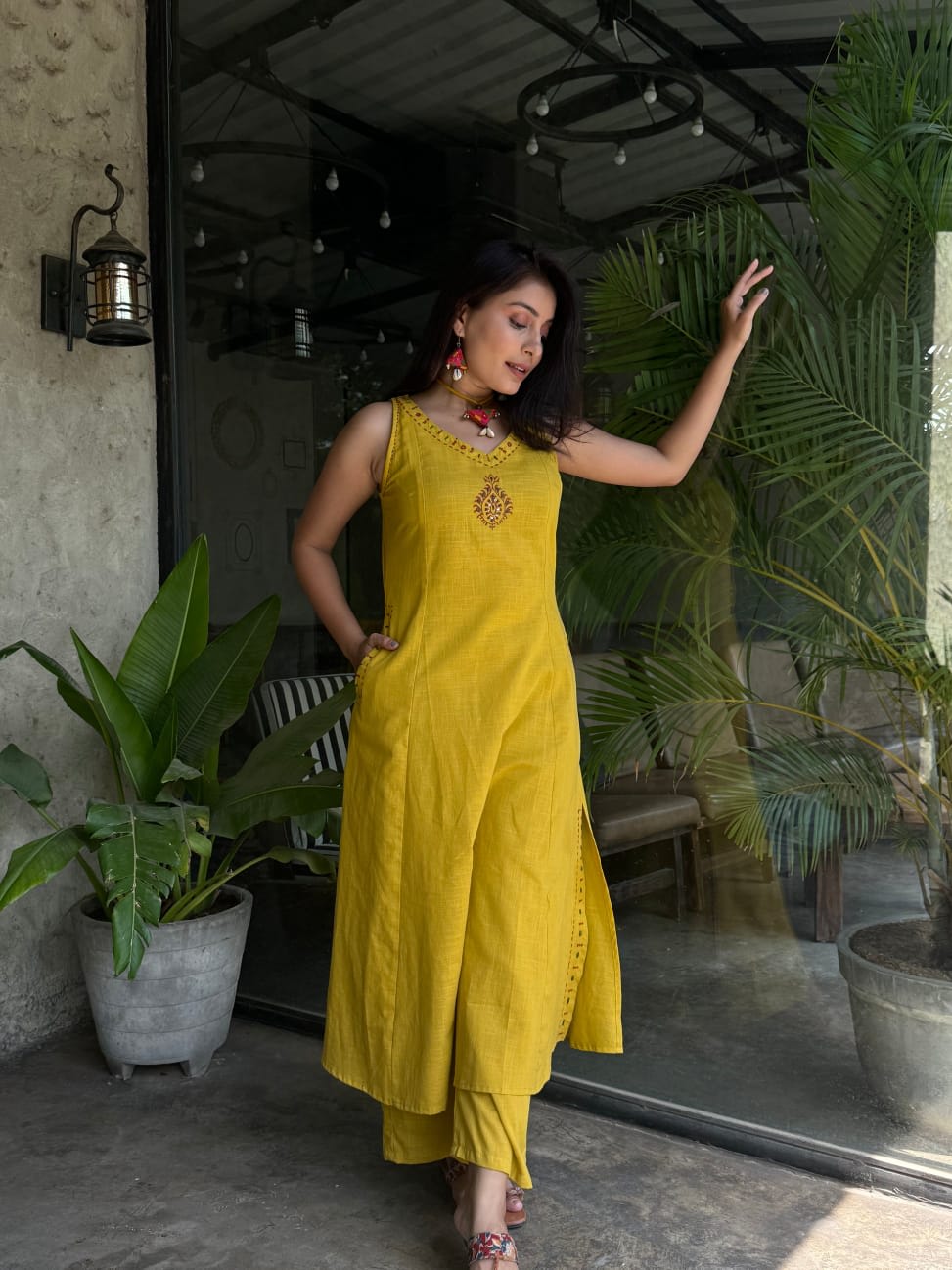 Yellow Co-Ord Set Kurta With Exquisite Embroidery