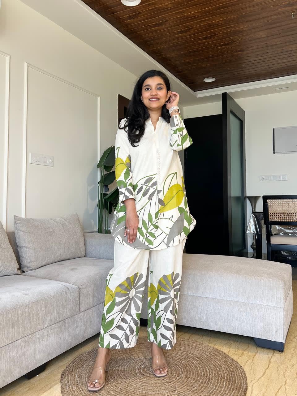 Green Cotton Classic Co-Ord Set Festive Collection