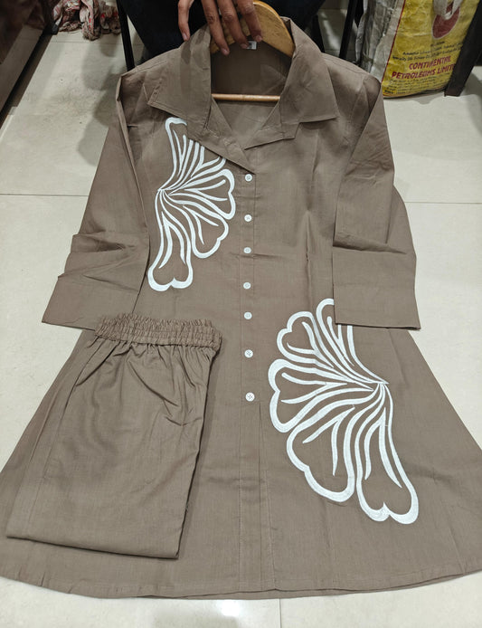 Grey Beautifull Embroidered Co-Ord Set