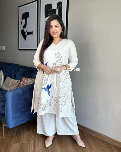 Aari Work Kurta Palazzo Set