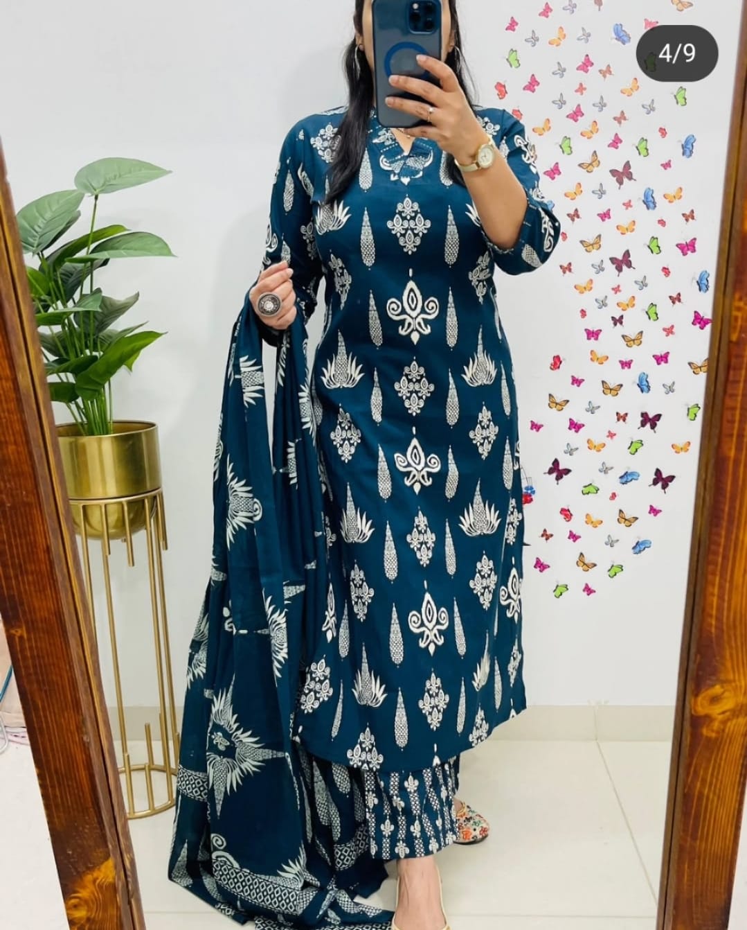 Floral Cotton Suit 3 Colours  Teal Blue