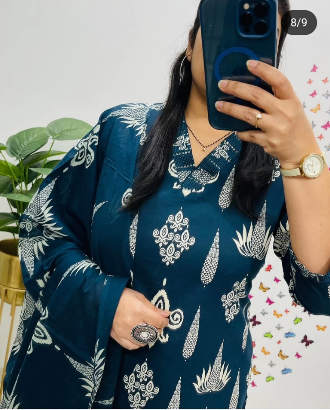 Floral Cotton Suit 3 Colours  Teal Blue