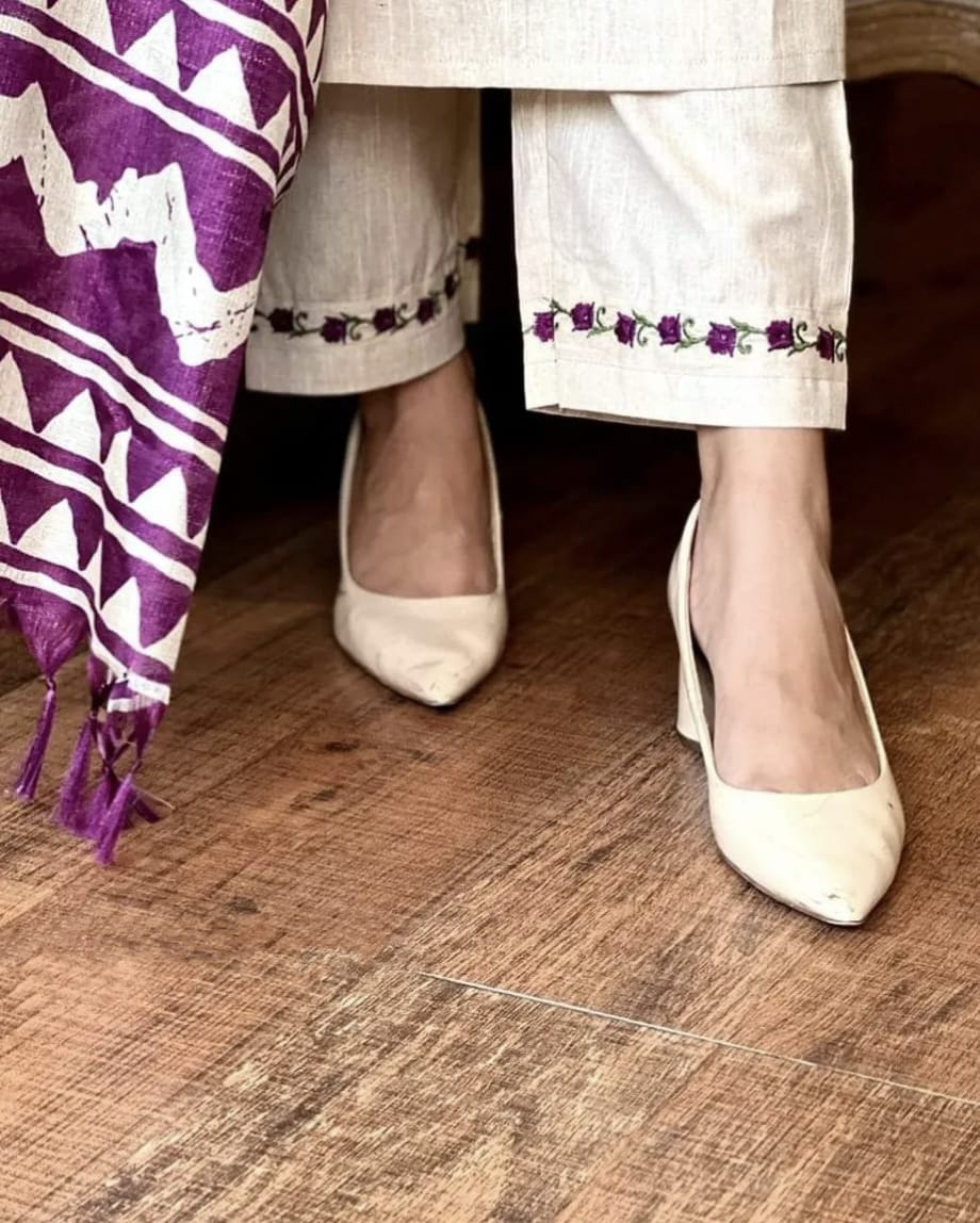 Pure Handloom Cotton Kurta Pant And Khadi Silk Ikkat Print Dupatta Set