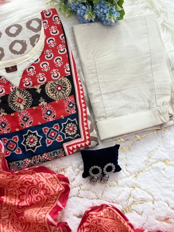 PREMIUM AJRAKH MUSLIN SUIT SET
