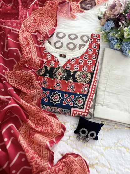 PREMIUM AJRAKH MUSLIN SUIT SET