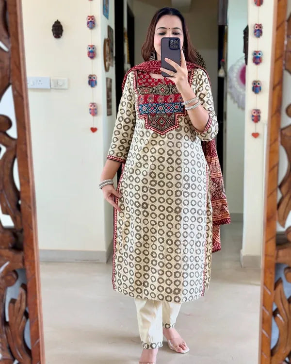 PREMIUM AJRAKH MUSLIN SUIT SET