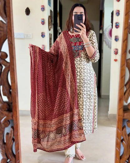 PREMIUM AJRAKH MUSLIN SUIT SET