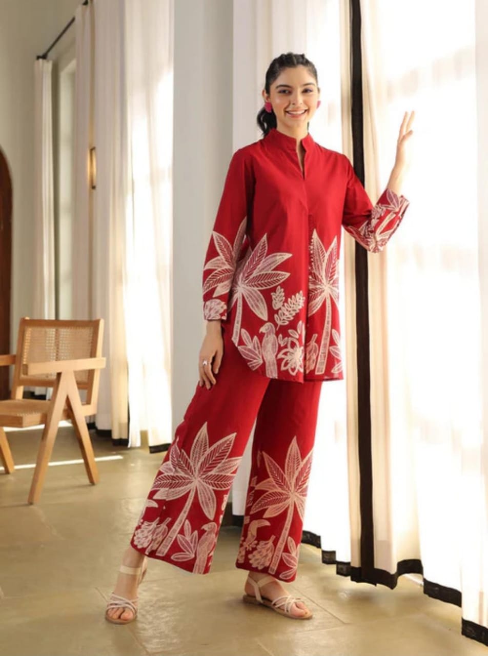 Red Premium Co-Ord Set For Womens