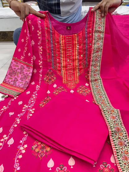 PREMIUM RESHMI PINK SUIT SET