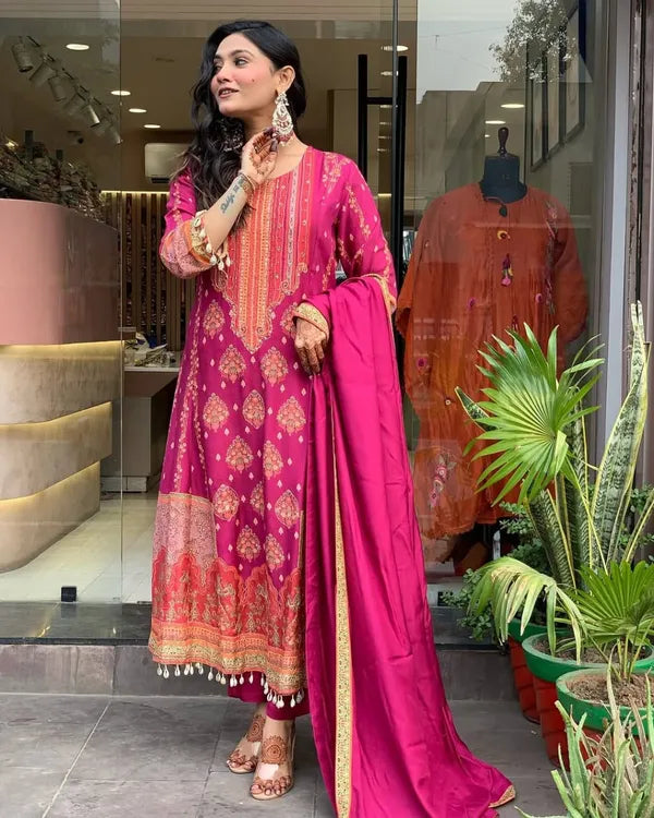 PREMIUM RESHMI PINK SUIT SET