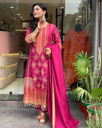 PREMIUM RESHMI PINK SUIT SET