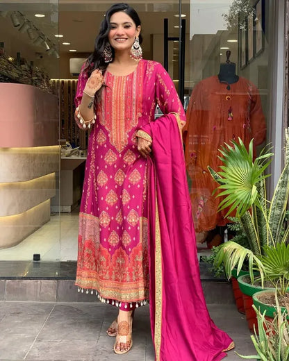 PREMIUM RESHMI PINK SUIT SET