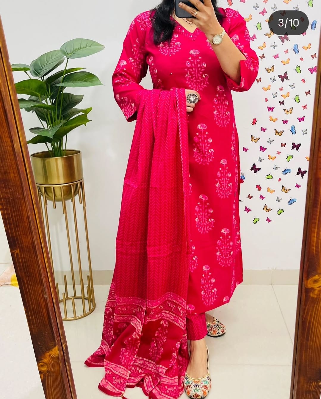 Pink  Designer Straight Kurta pant with duppata set