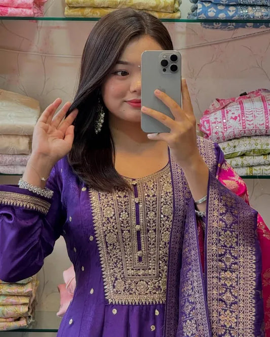 Purple Anarkali set