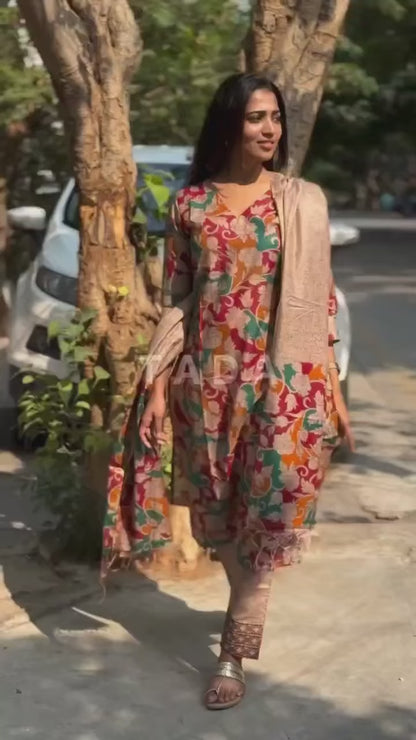 FLORAL SILK SUIT SET