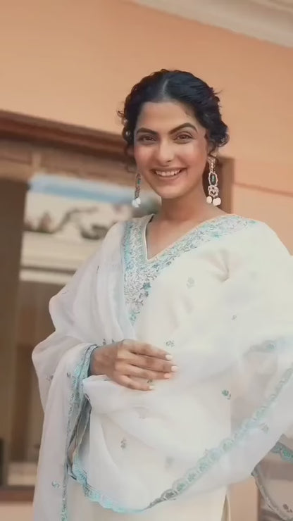 Heavy Pure Chanderi Suit Set sky blue