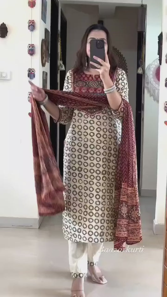 PREMIUM AJRAKH MUSLIN SUIT SET