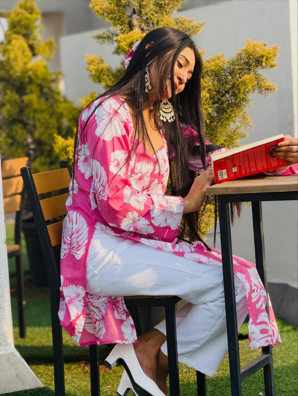 Pink Floral Printed Women’s Kurta | Stylish Casual Summer Kurti for Women
