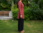 Premium Maroon Floral Printed Cotton Kurti Top ✨