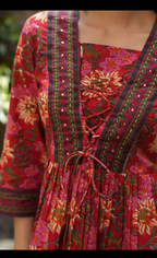 Rainbow Women’s Floral Printed Peplum Top with Lace-Up Detail | Stylish Casual Ethnic Top
