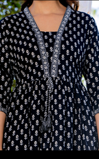 Stylish Black Printed Peplum Top for Women | Pure Cotton Casual & Office Wear Tunic Top