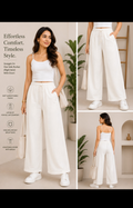 Rakoon Women's pure Cotton  Straight Fit Wide Leg Trousers | Loose Fit Palazzo Pants with Adjustable Doori & Right Side Pocket