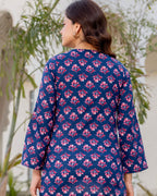 Elegant Navy Blue Printed Cotton Co-ord Set for Women | Breezy Comfort Daily Wear Outfit