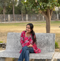 Women's Magenta Floral Printed Short Kurti | Casual Flared Tunic Top with Tiered Bell Sleeves