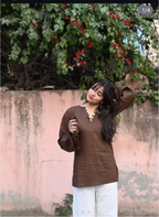 Women's Brown Long Sleeve Top | Casual Summer Ethnic wear