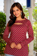 Elegant Maroon Floral Print Convertible Top