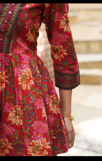 Rainbow Women’s Floral Printed Peplum Top with Lace-Up Detail | Stylish Casual Ethnic Top