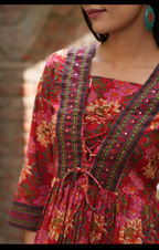Rainbow Women’s Floral Printed Peplum Top with Lace-Up Detail | Stylish Casual Ethnic Top