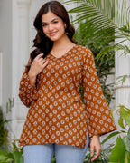 Premium Floral Printed Cotton Kurti Top ✨