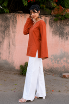 Women's Rust Long Sleeve Top| Casual Summer Ethnic wear