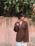 Women's Brown Long Sleeve Top | Casual Summer Ethnic wear
