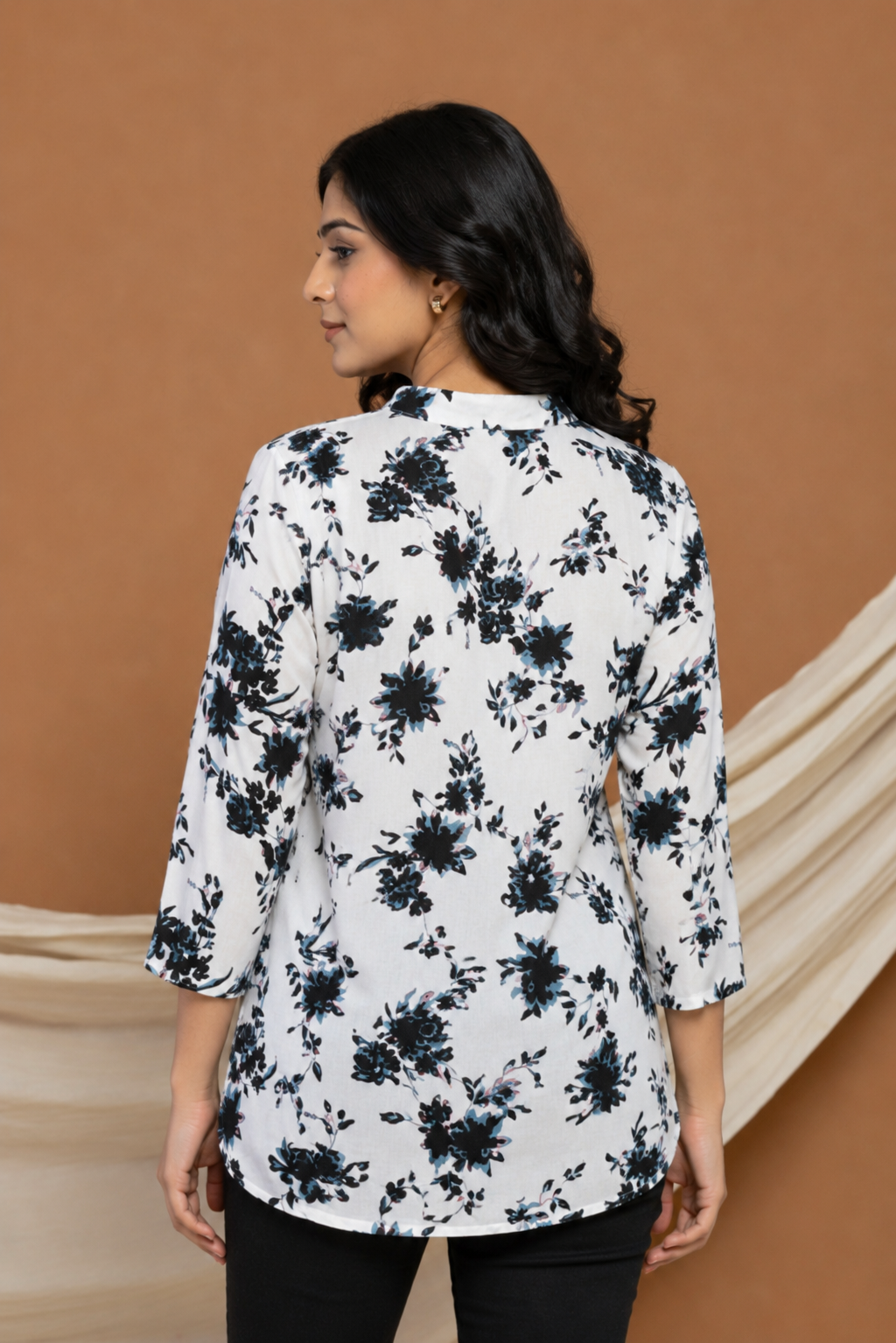 White Floral Cotton Top for Women – Casual College Wear