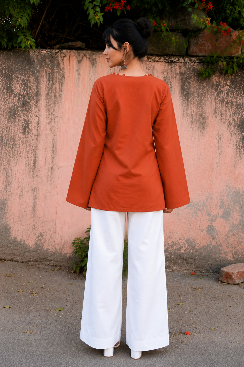 Women's Rust Long Sleeve Top| Casual Summer Ethnic wear