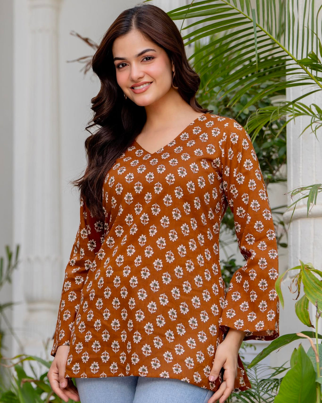 Premium Floral Printed Cotton Kurti Top ✨