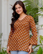 Premium Floral Printed Cotton Kurti Top ✨